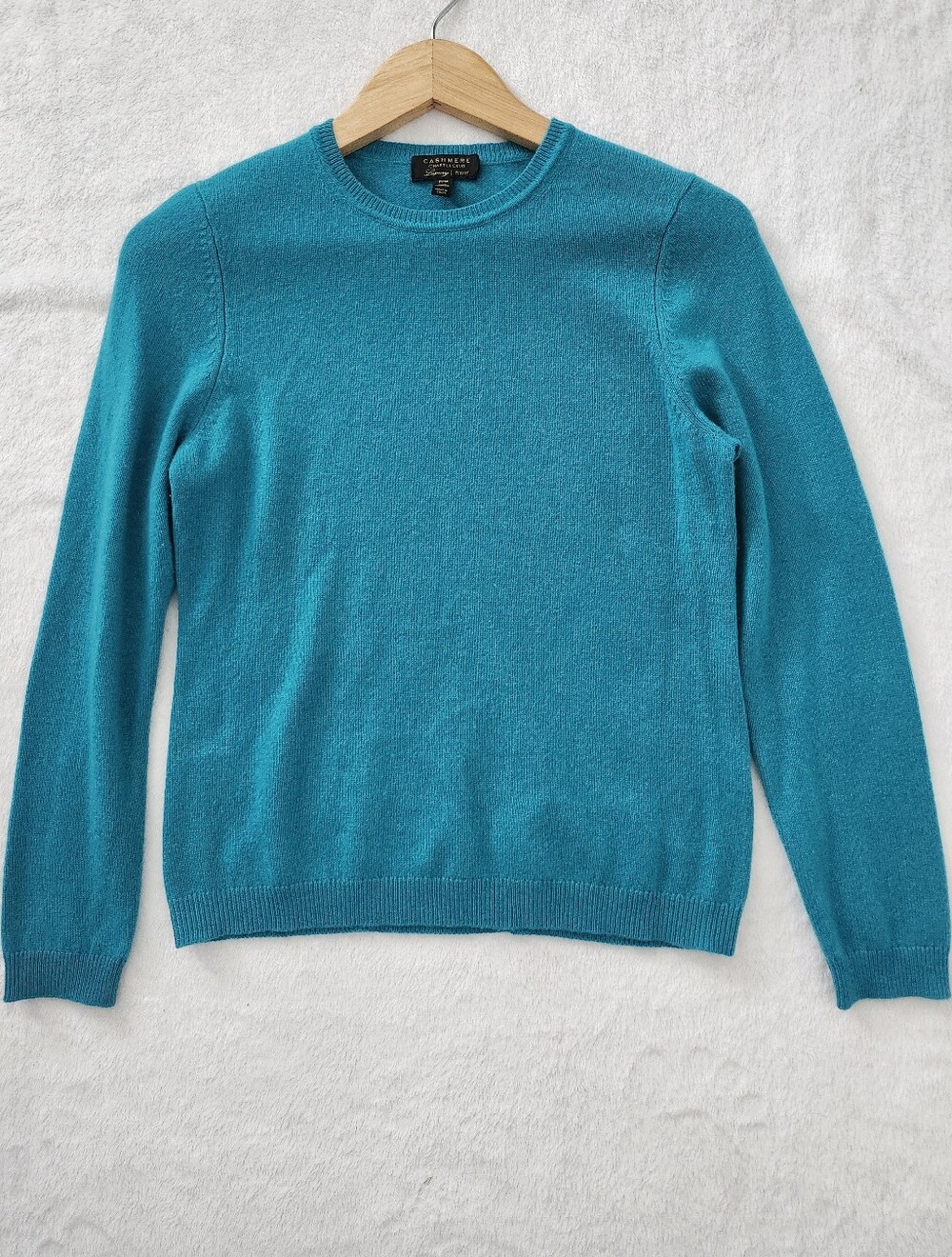 Charter Club 100% Cashmere Sweater Luxury Minimalist Feminine Teal Petite Medium
